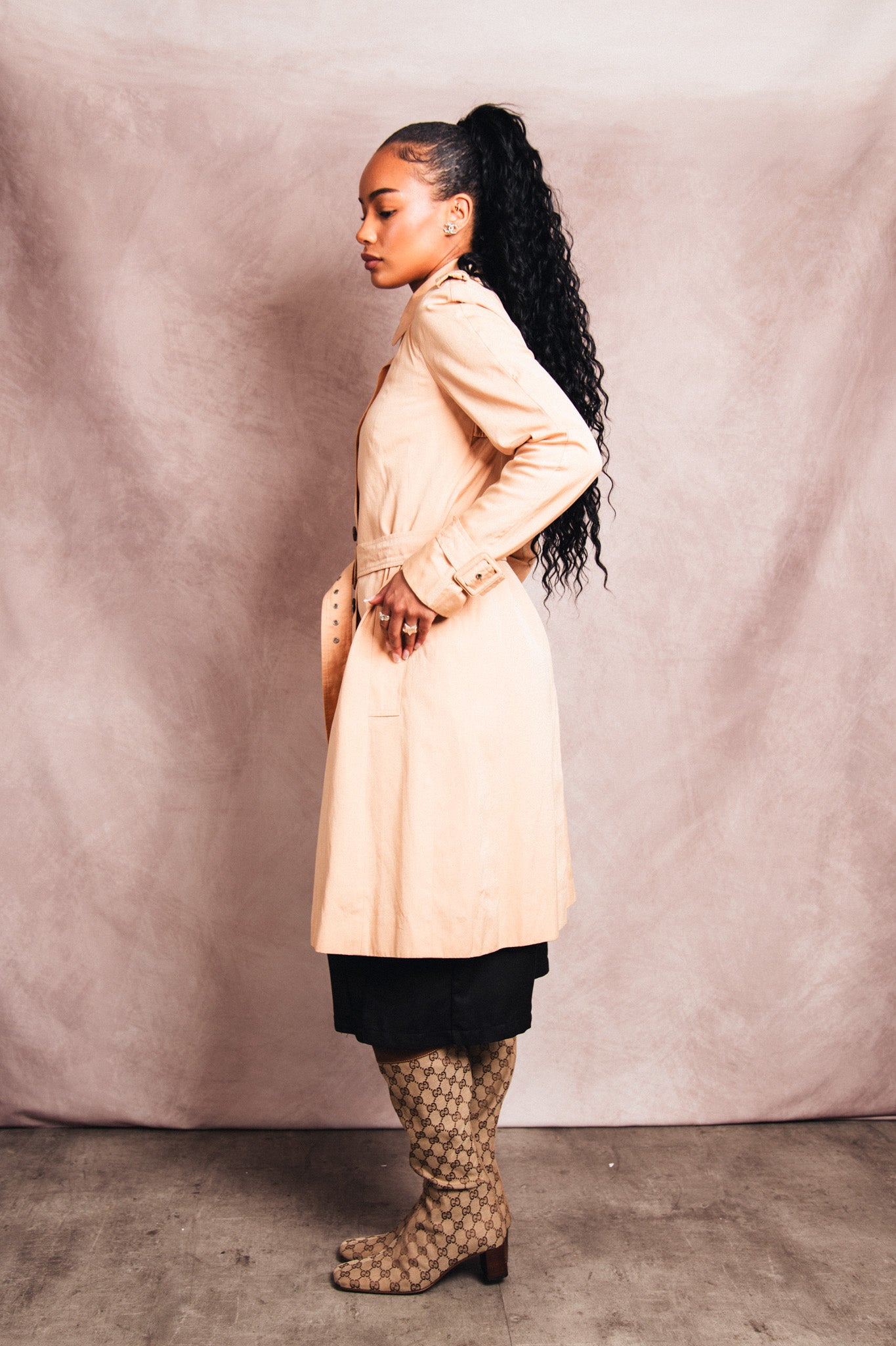 Christian Dior Beige Commander Throat Latch Belted Trench Coat | Small, Multicoloured