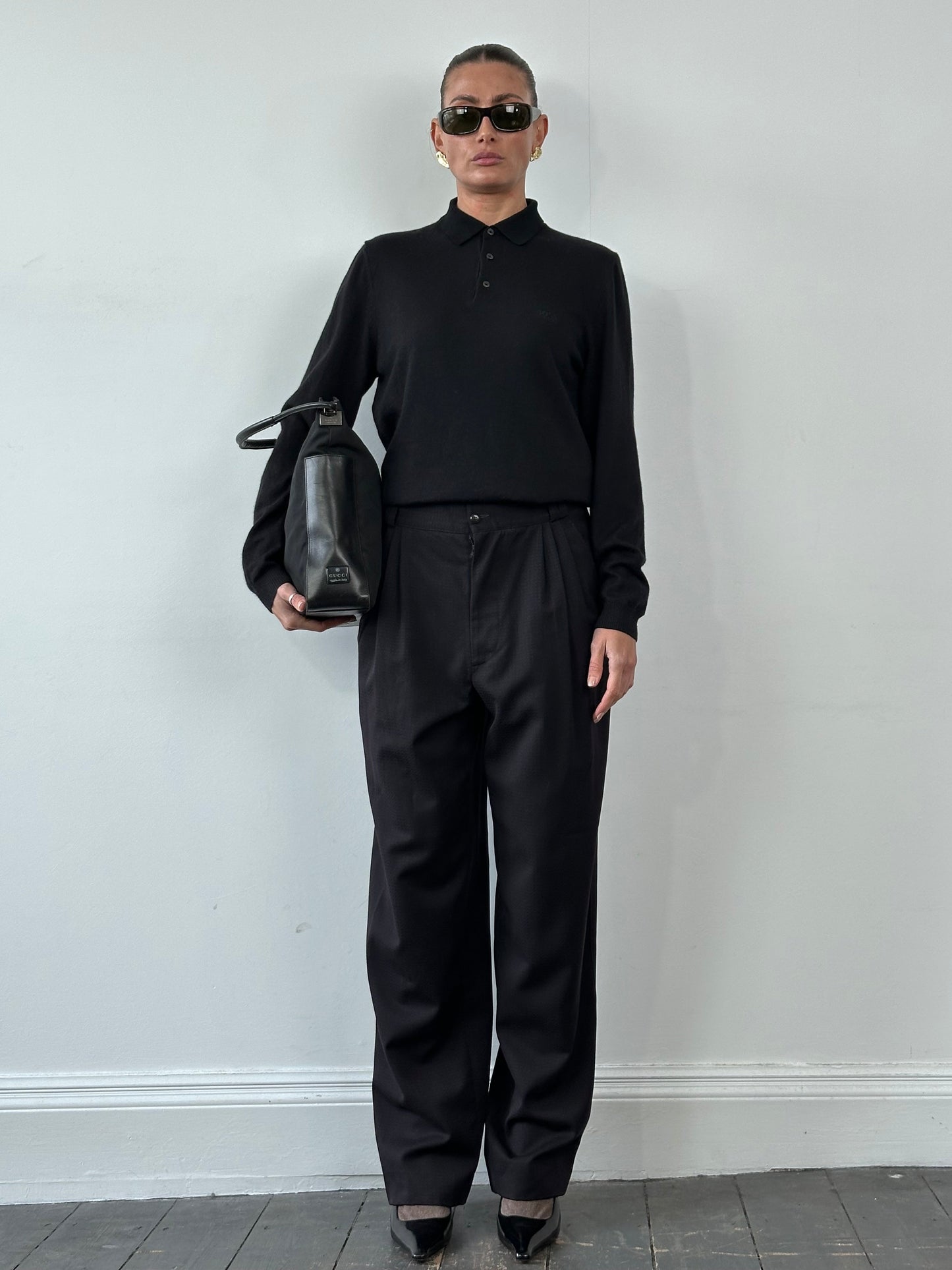 Gianni Versace 80s Pure Wool Tapered Leg Tailored Trousers - W30