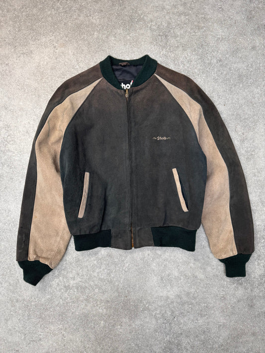 70s Schott Two Tone Distressed Suede Bomber Jacket