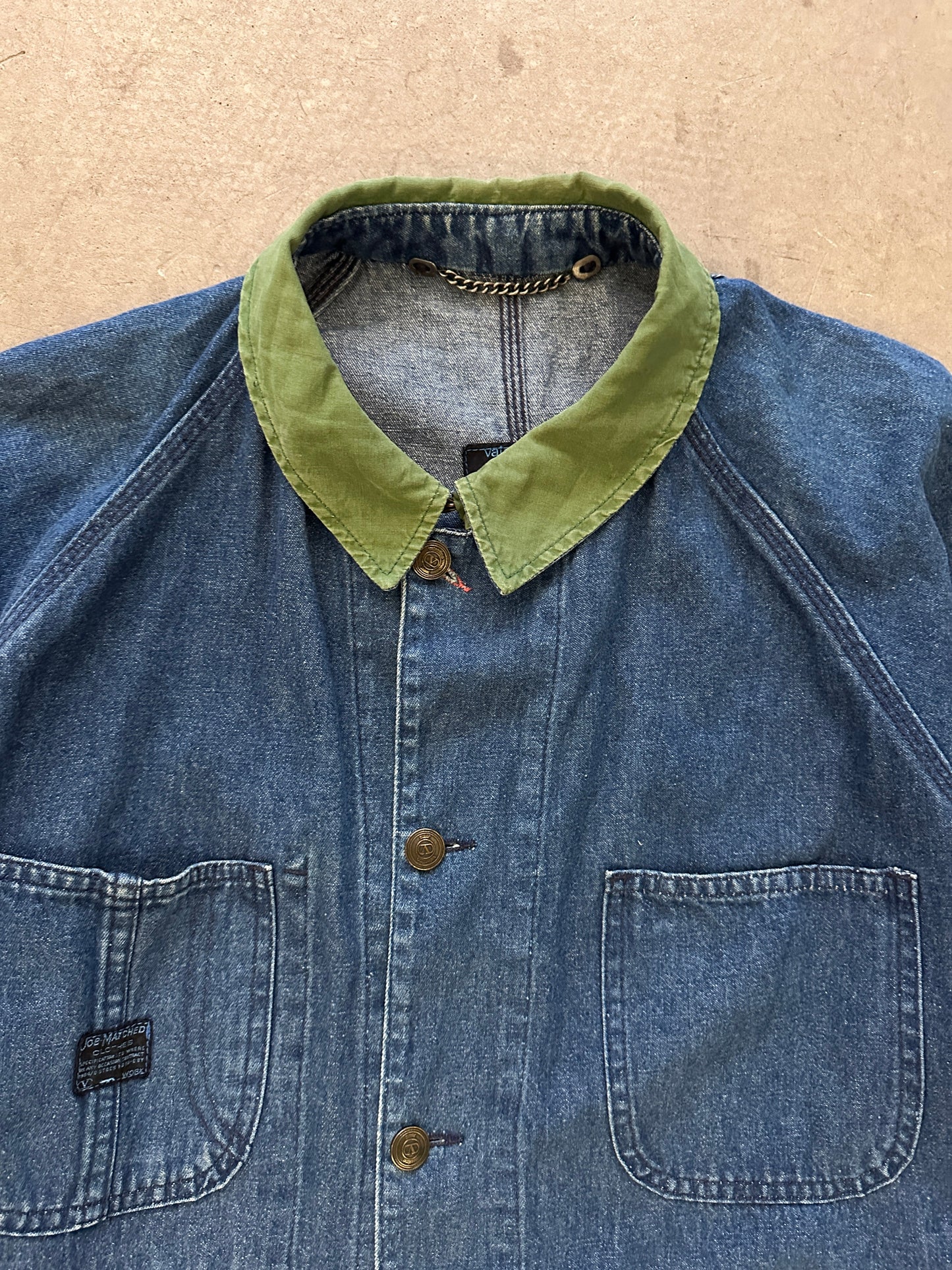 1990’s Valentino Job Matched Denim Chore Jacket - XL | Blue, Red