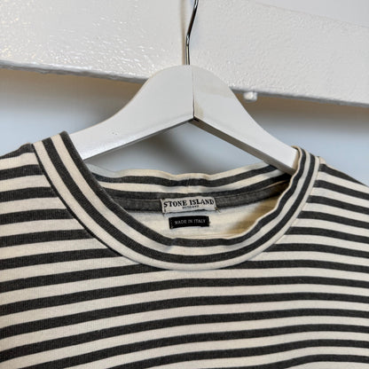 Early 00’s Stone Island Striped Logo T-shirt (XL) | XL, Black and White