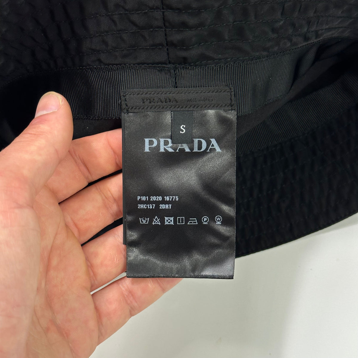 Prada Milano 2020 Re-Nylon Rubber Logo Bucket Hat - S/M | O/S, Black