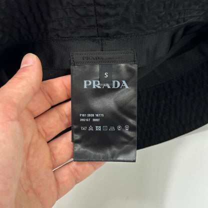 Prada Milano 2020 Re-Nylon Rubber Logo Bucket Hat - S/M | O/S, Black
