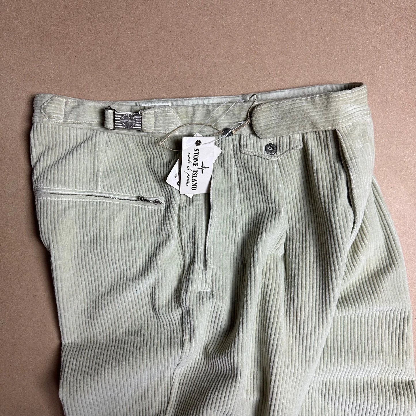 80s Cream Jumbo Corduroy Racing Pants