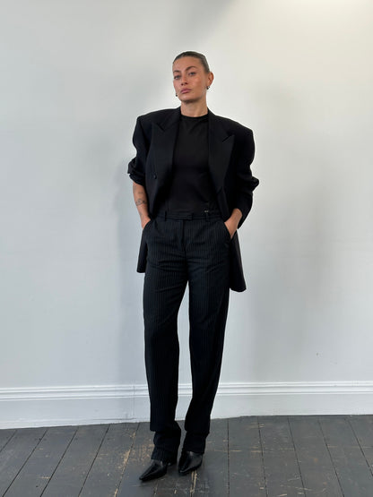 Armani Collezioni 2000s Pure Wool Straight Leg Tailored Trousers - W28