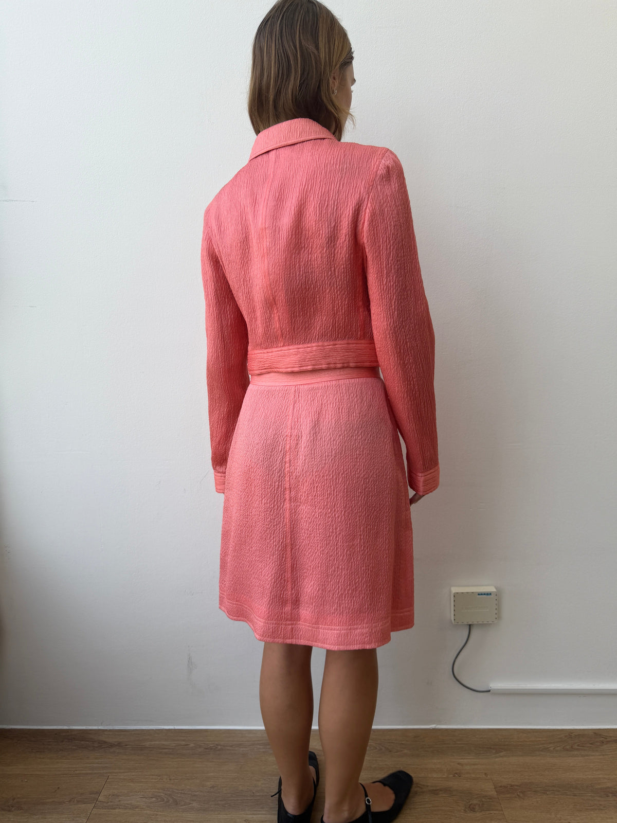 Prada 90s Textured Silk Set | 44, Red