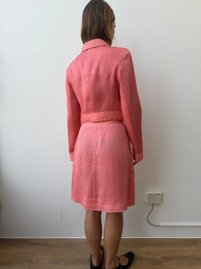 Prada 90s Textured Silk Set | 44, Red