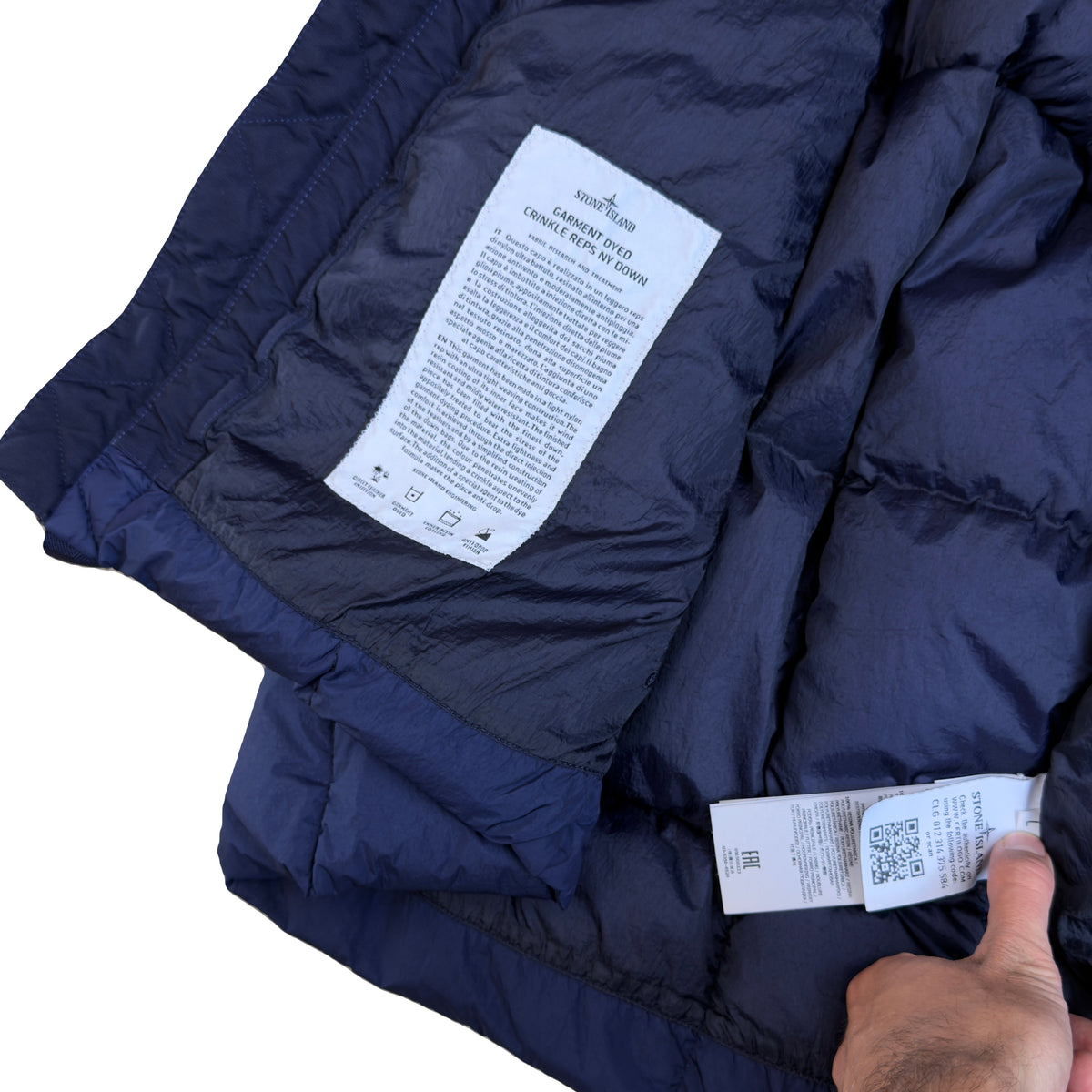Stone Island AW/18 Crinkle Reps Down Puffer Gilet In Navy (L) | Navy, Navy