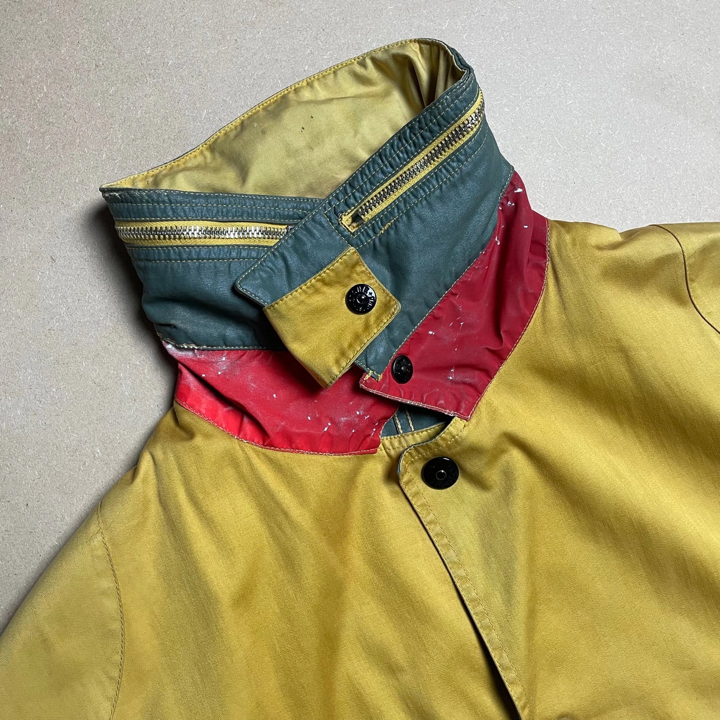 S/S 1990 Gold Yellow Hidden Reflective Collar Raso Gommato Safety Jacket