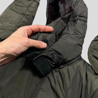 Prada Sport AW00 7 in 1 Nylon Padded Goat Fur Modular Bag Jacket - IT42 (S) | Default Title, Khaki