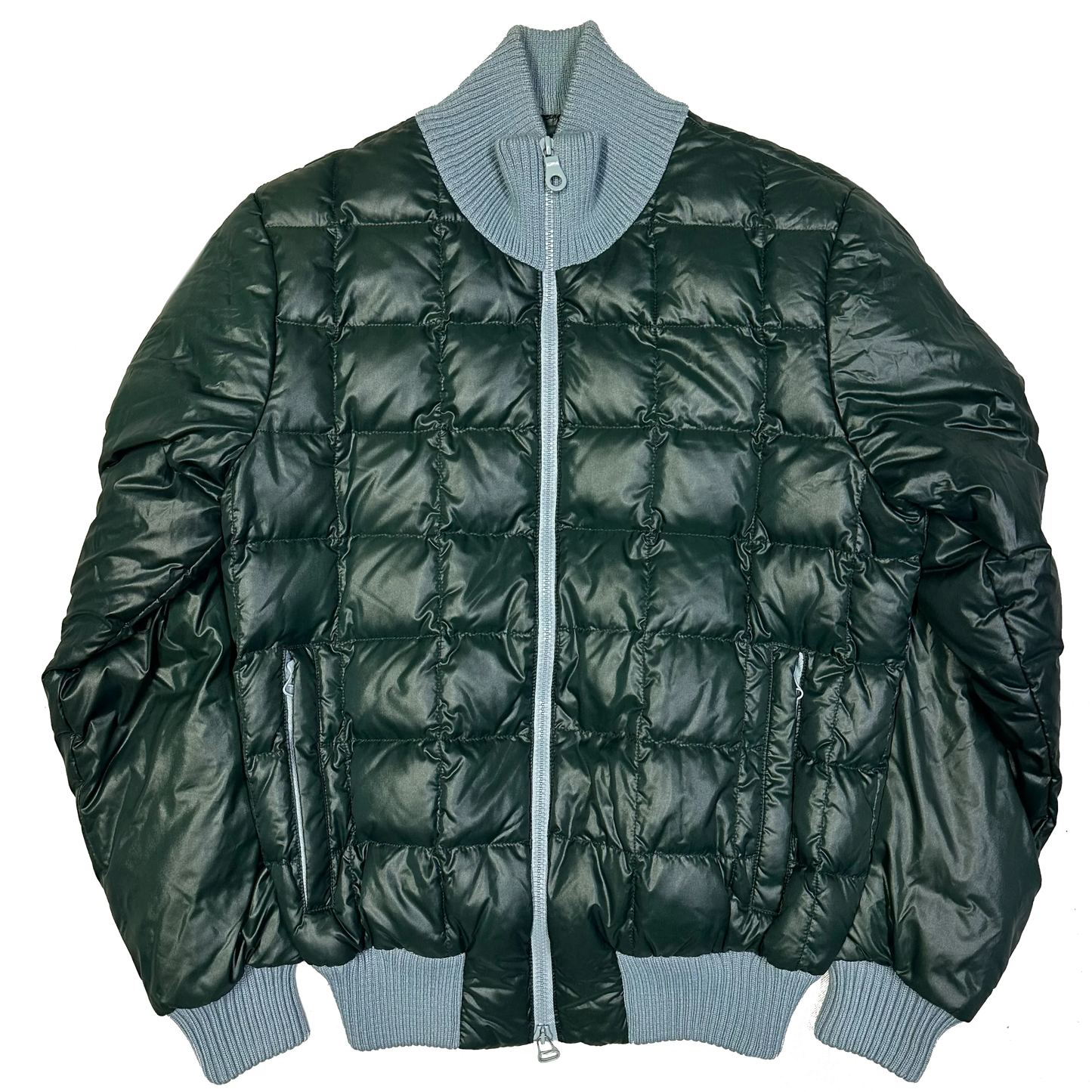 Duvetica Square Stitch Puffer Jacket In Dark Green & Blue ( M )