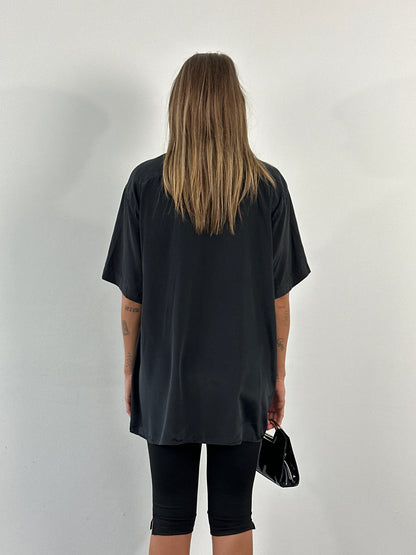 Christian Dior Paris 1990s Pure Silk Short Sleeve Logo Shirt - XL