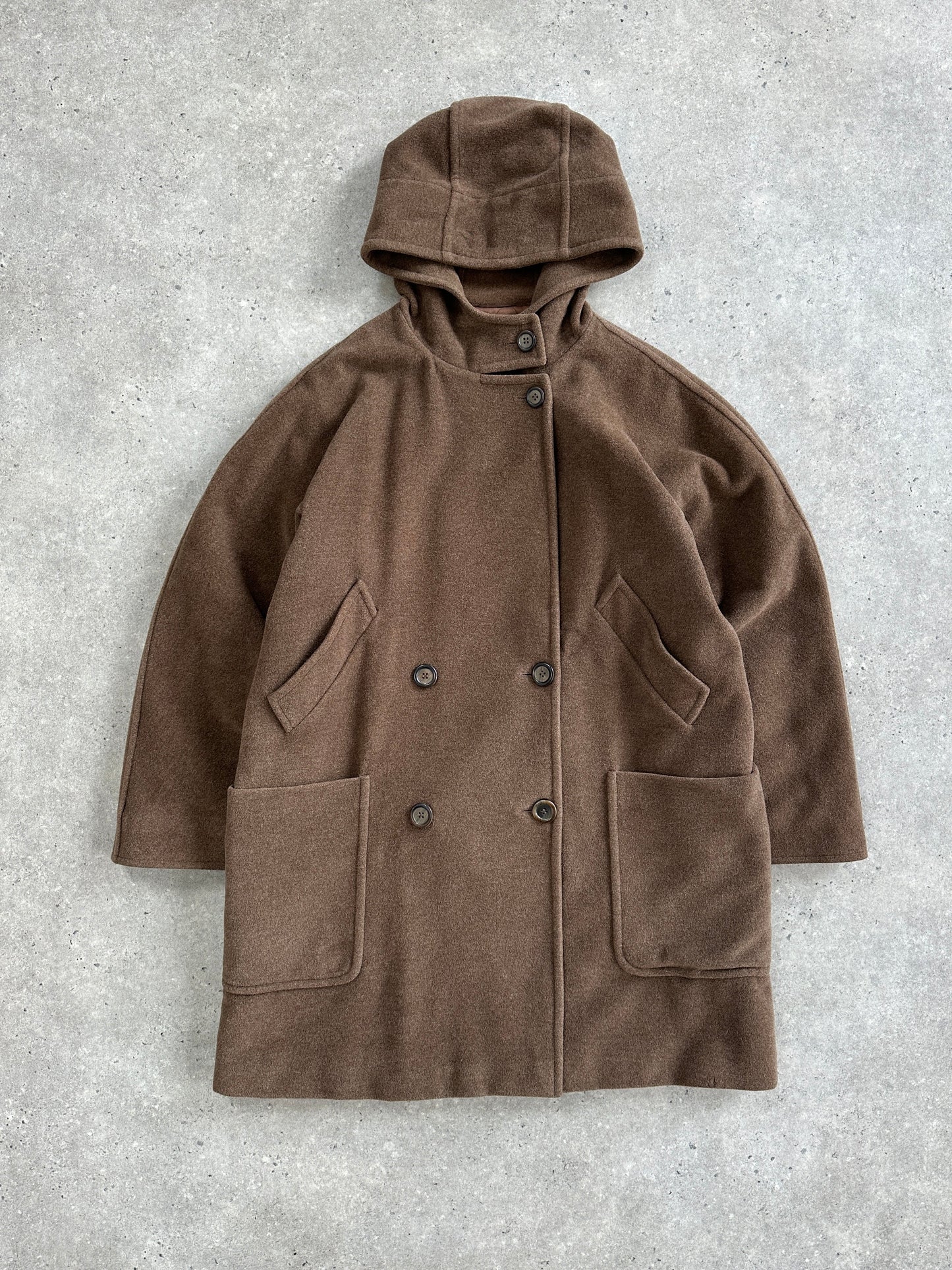 Max Mara Weekend 2000s Wool Hooded Double Breasted Coat - M