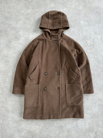 Max Mara Weekend 2000s Wool Hooded Double Breasted Coat - M