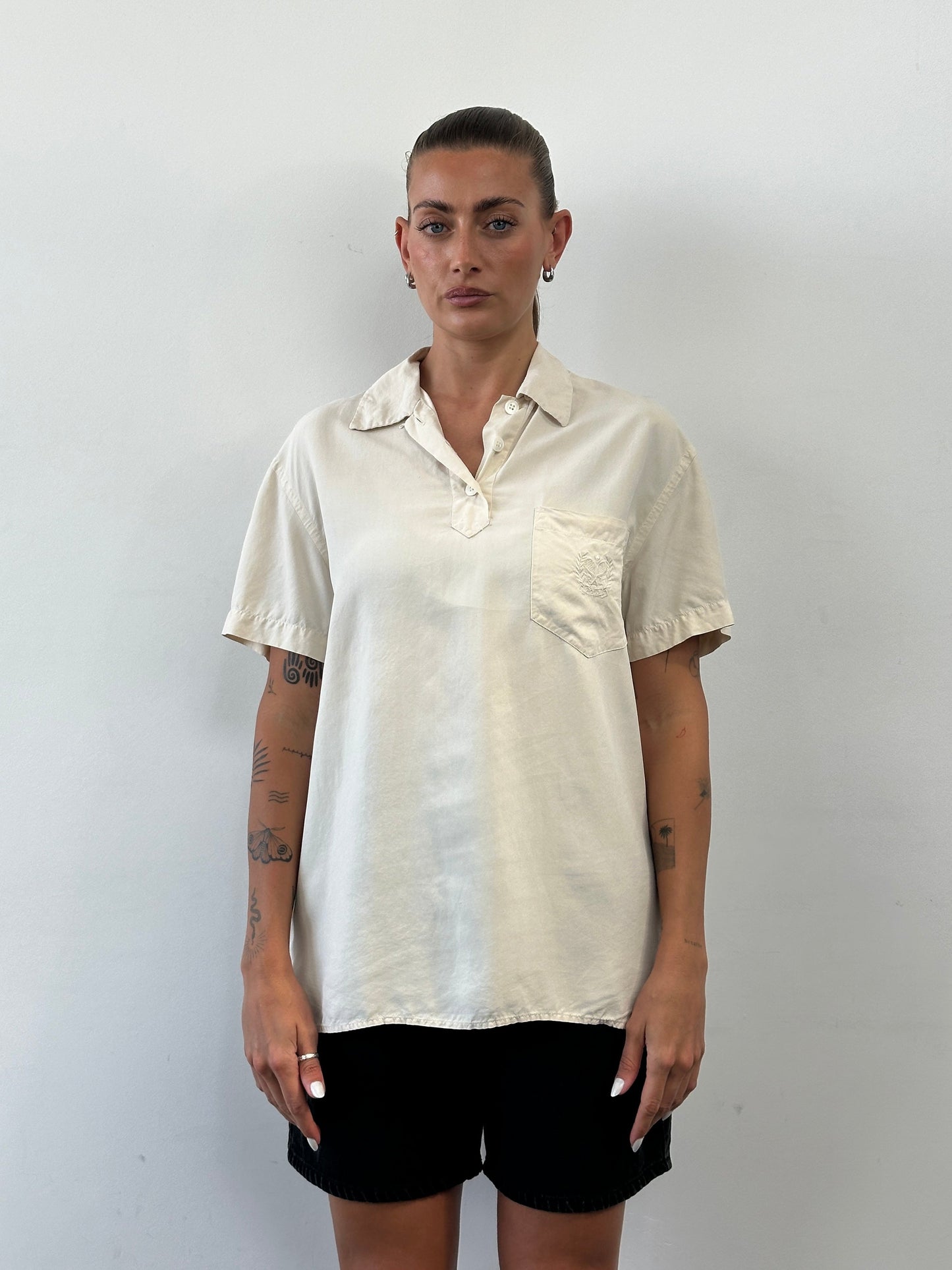 Ralph Lauren Pure Silk Short Sleeve Logo Polo Top - M