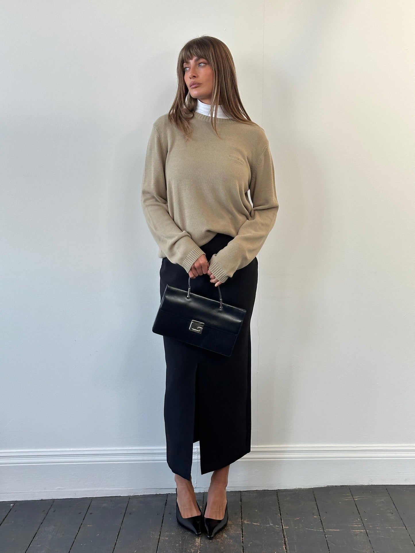 Armani Jeans 1990s Pure Cotton Logo Knitted Jumper - L