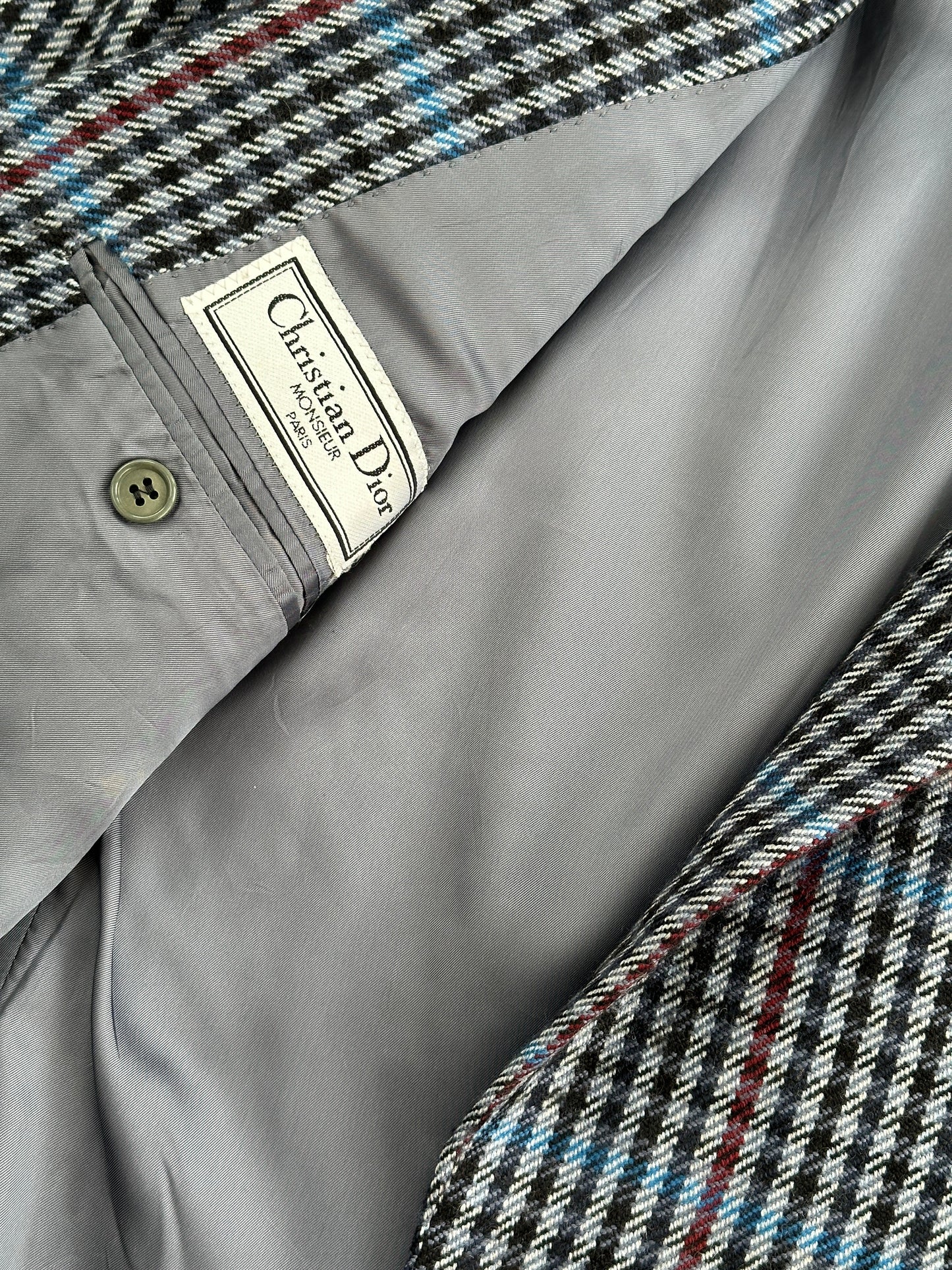 Christian Dior Monsieur 1990s Brushed Wool Houndstooth Blazer - 42R/XL