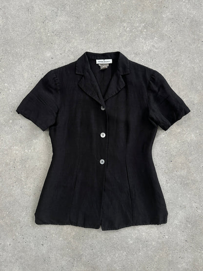 Pierre Balmain 90s Linen Short Sleeve Fitted Blazer - M