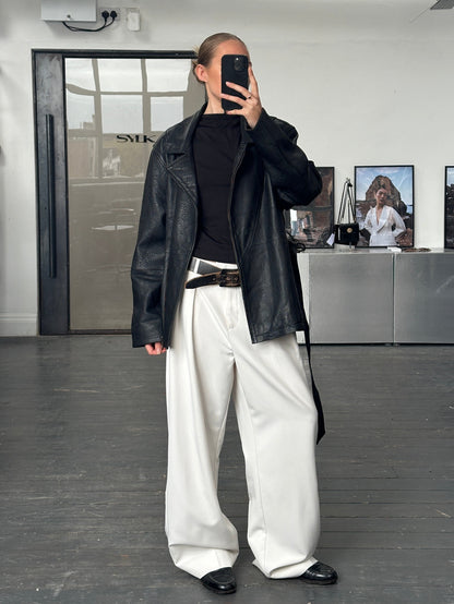 Vintage 1990s Lamb Leather Belted Jacket - XL