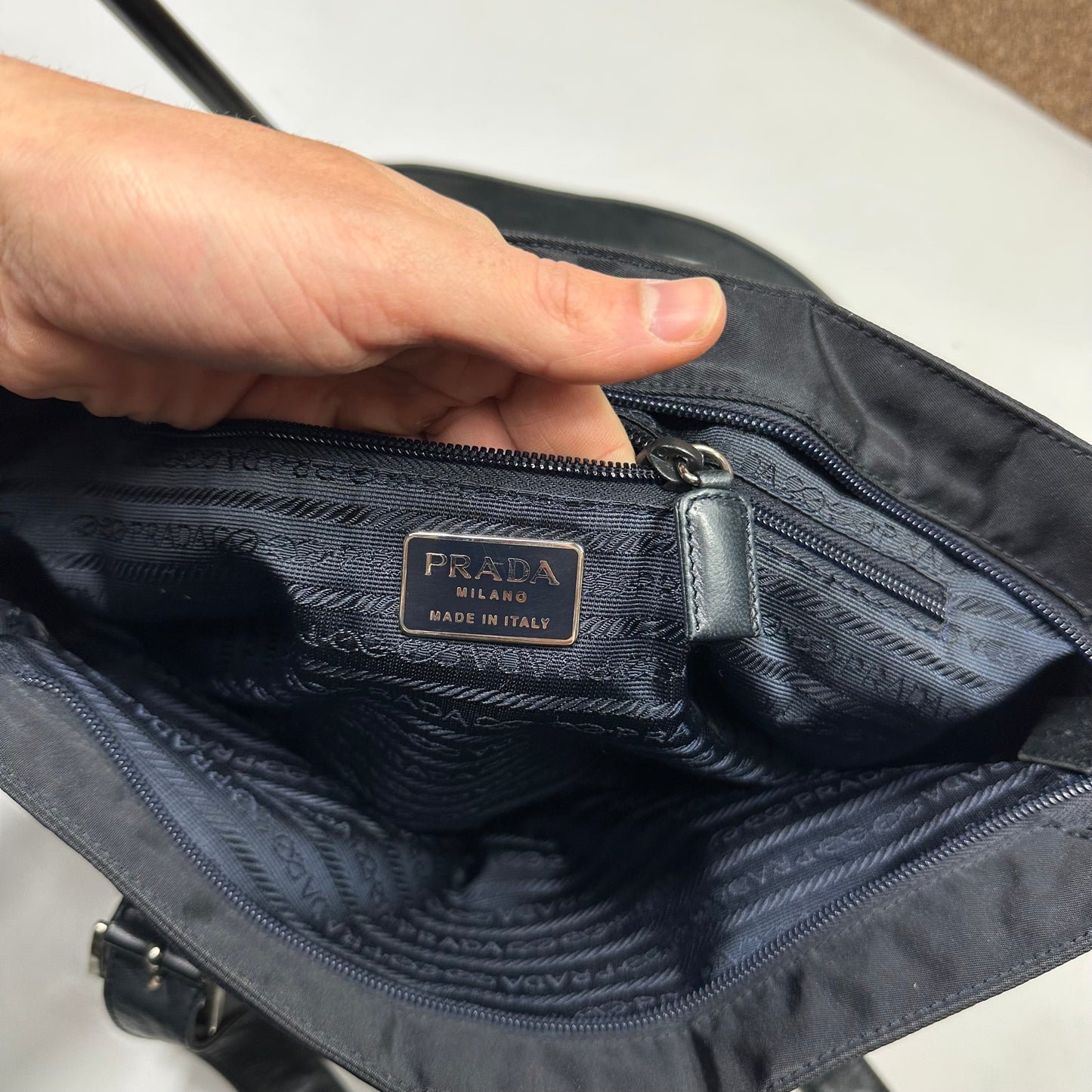 Prada 00’s Nylon + Leather Plaque Logo Shoulder Bag