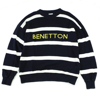 BENETTON STRIPED CREW SWEAT  (M)