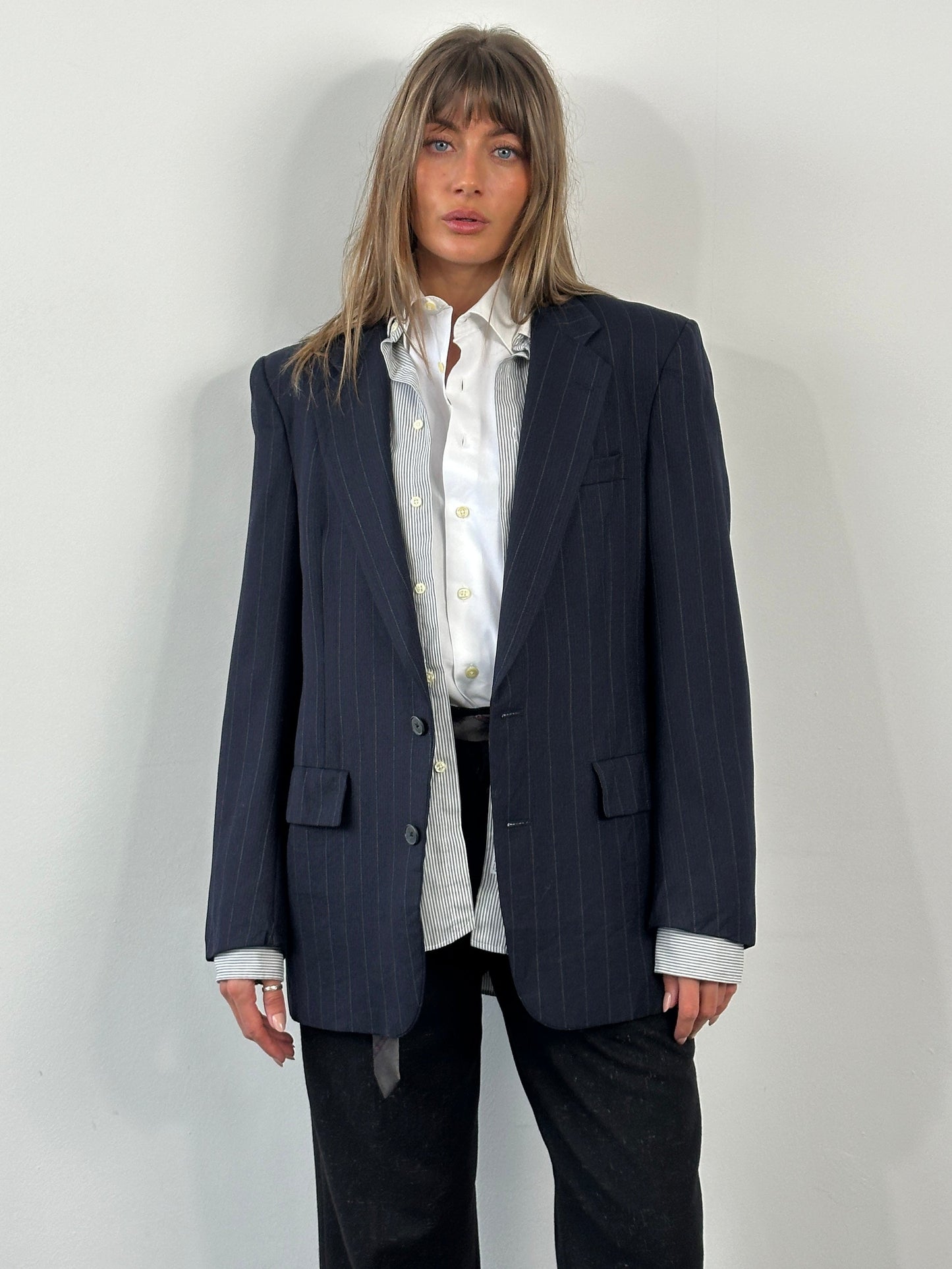 Christian Dior Le Connaisseur 1980s Pure Wool Stripe Blazer - 41R/L