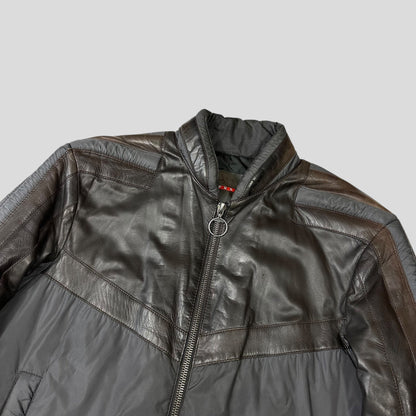 Prada Sport 00’s Leather + Nylon 3D Panelled Puffer Jacket - M/L | Default Title, Red