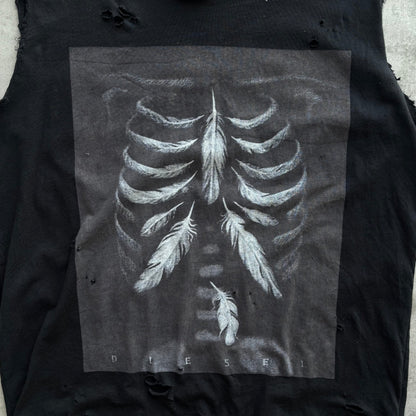 DIESEL DISTRESSED TOP | O/S, Red