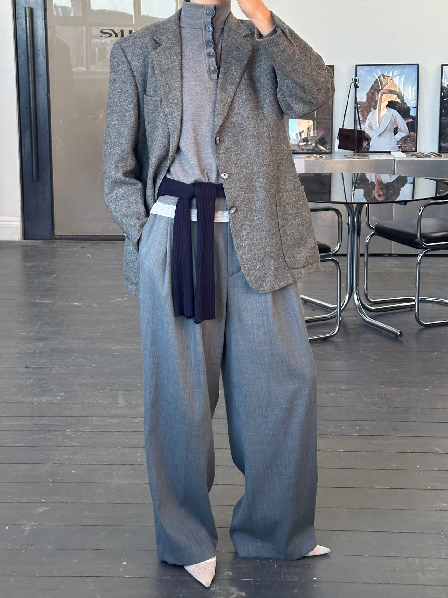 Armani Jeans 1990s Wool Button Neck Knitted Jumper - S/M