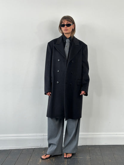 Italian Vintage 1980s Wool Double Breasted Coat - XL