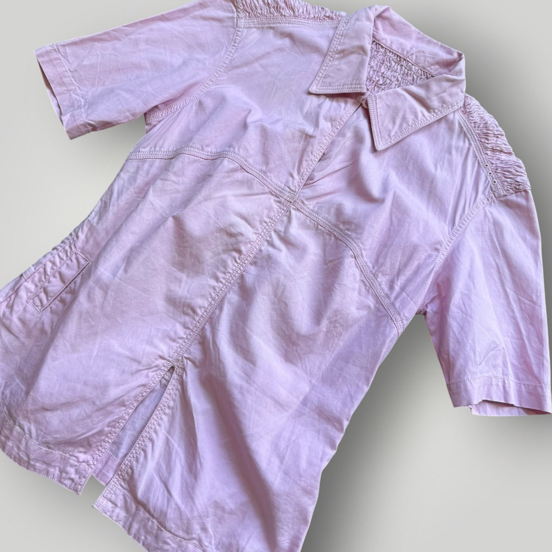 2000's Maharishi Crinkle Back Top UK8 | O/S, Light Pink