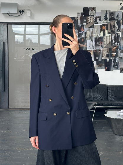 Burberry 1990s Double Breasted Bespoke Button Pure Wool Blazer - 42R/XL