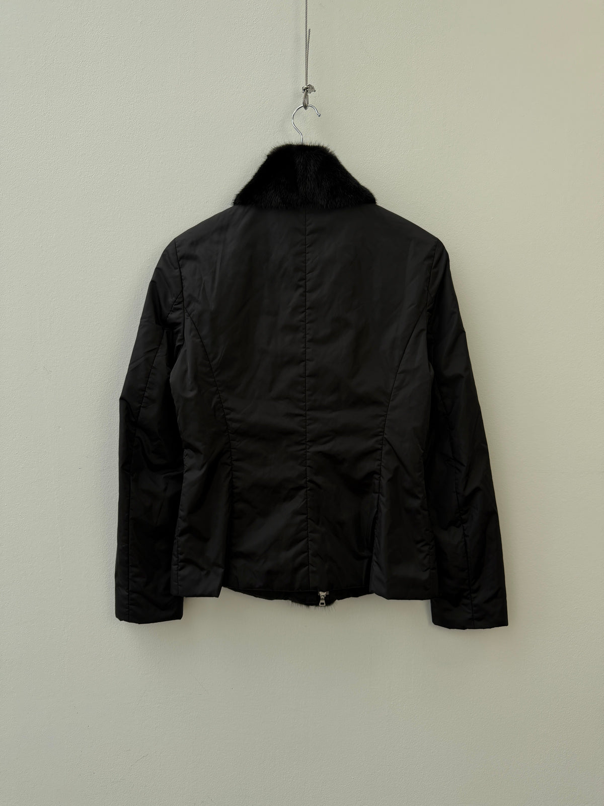 Prada 00s Mink Fur Padded Nylon Jacket | O/S, Black