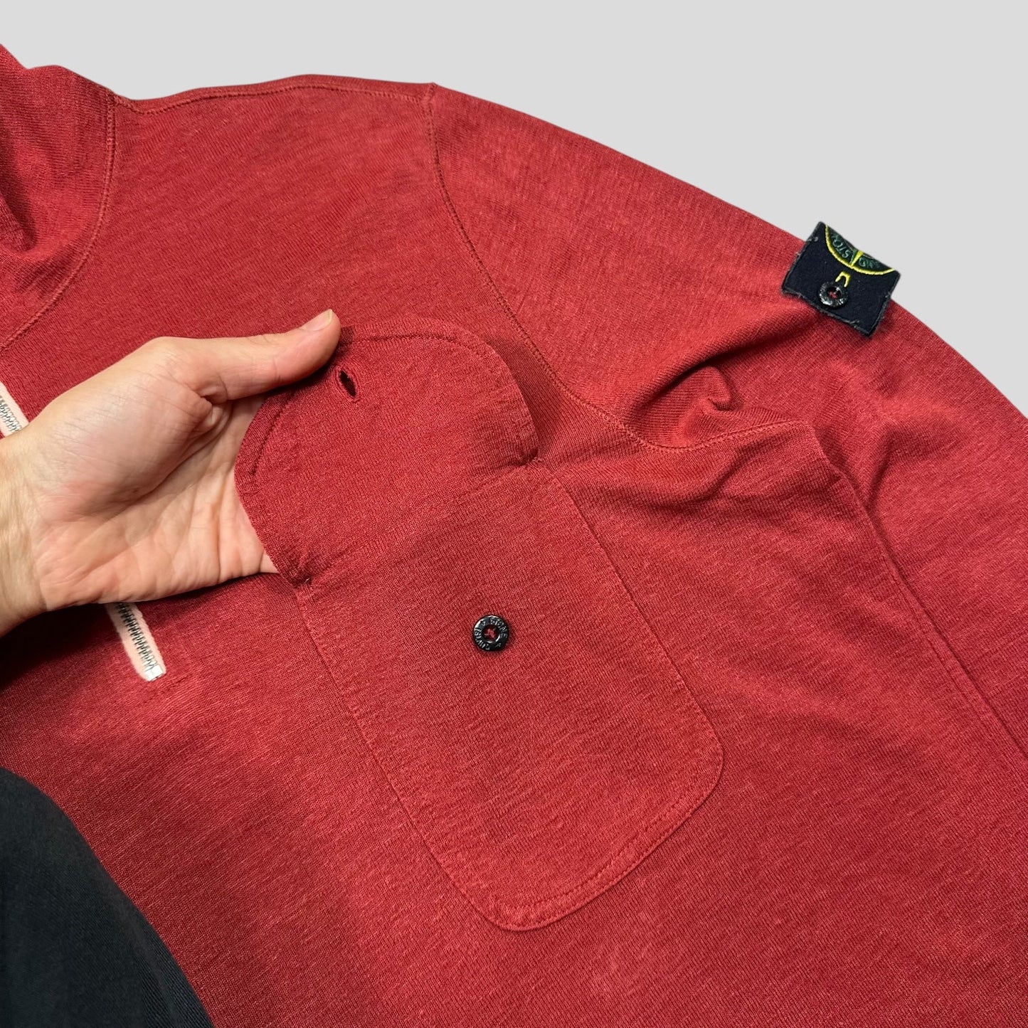 Stone Island 2010 Blood Red Flax & Silk Lightweight Knit - L | Default Title, Red
