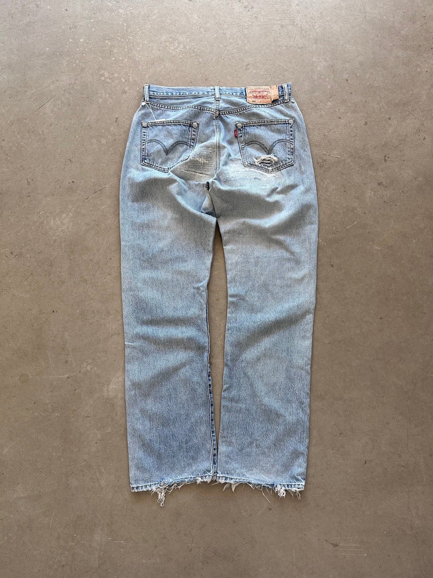 1990's Levi's 501 Repaired Jeans - 35 x 34 | W35, Red
