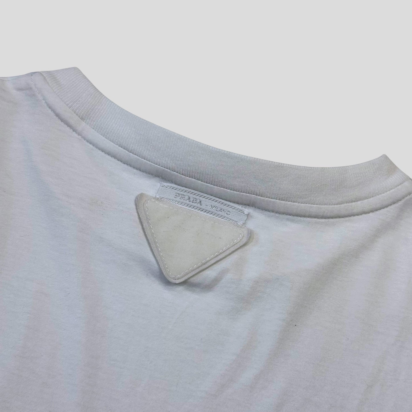 Prada 2019 Double Logo White Triangle T-shirt - M | Default Title, White