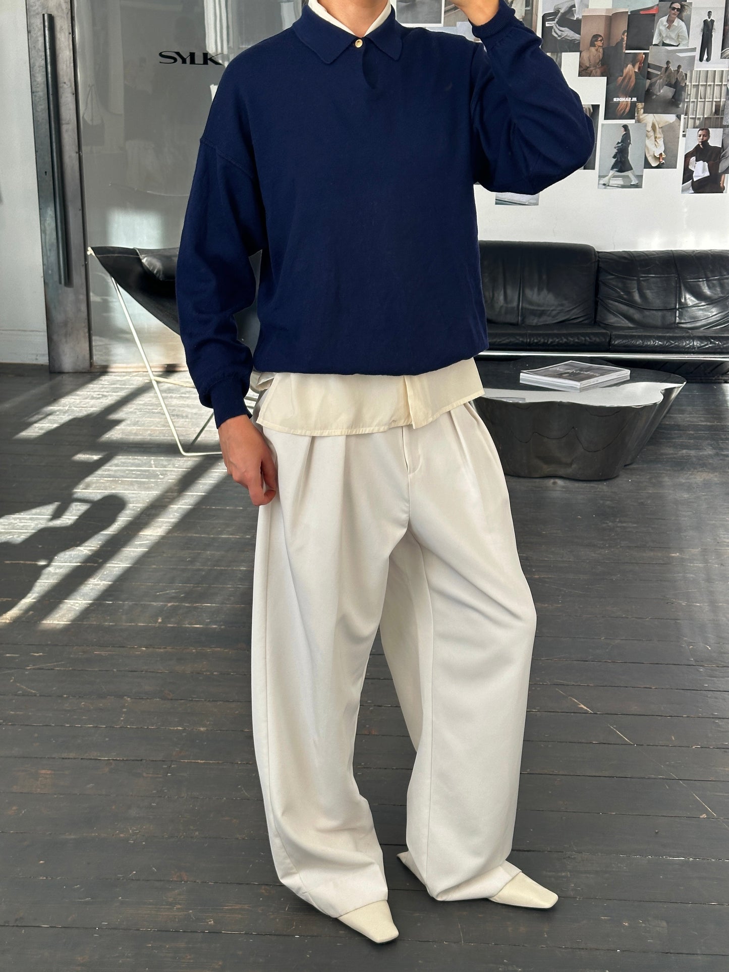 Gianni Versace Versus 1990s Pure Wool Bespoke Button Polo Jumper - L