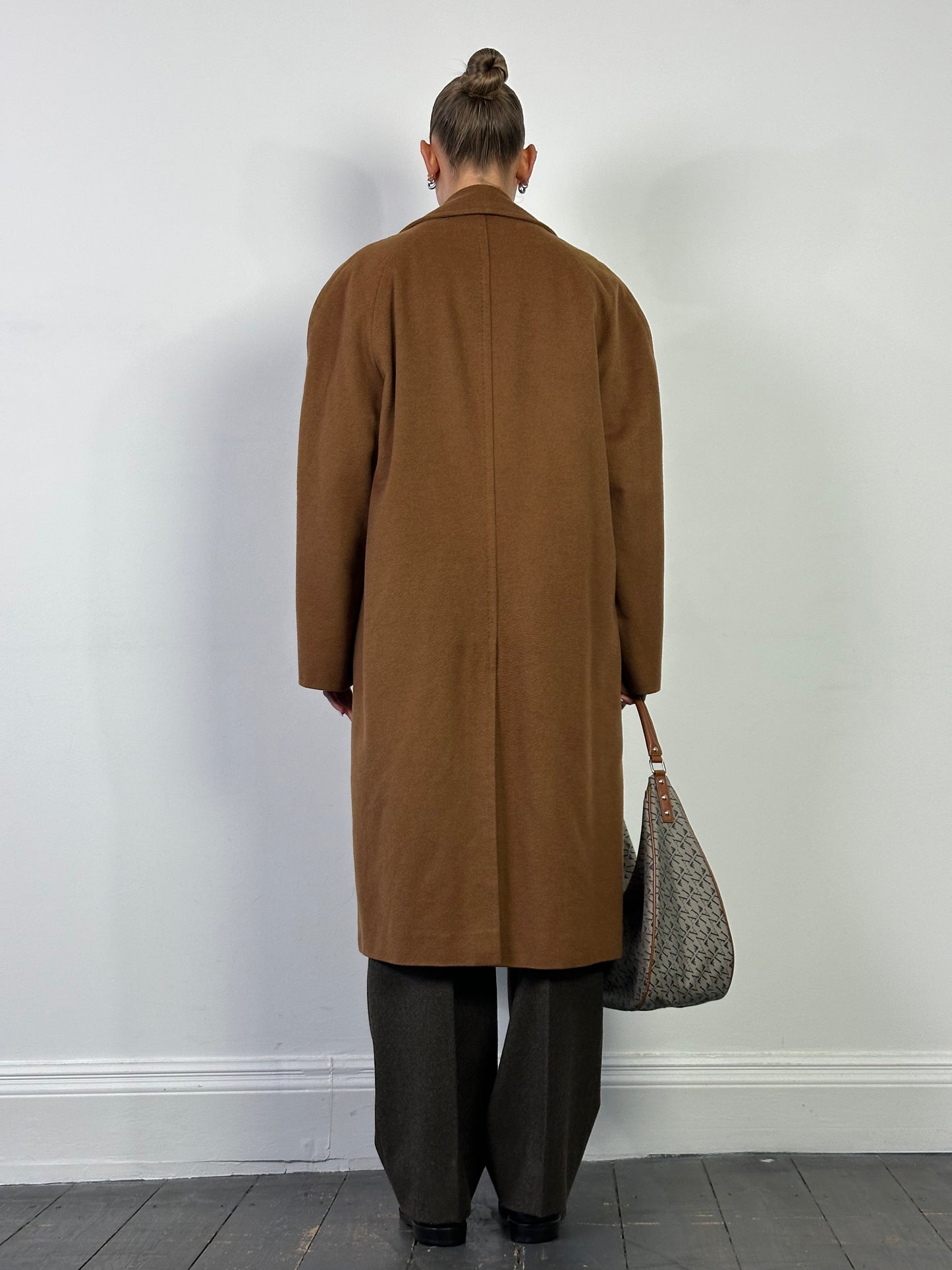 British Vintage Pure Cashmere Concealed Placket Coat - XL