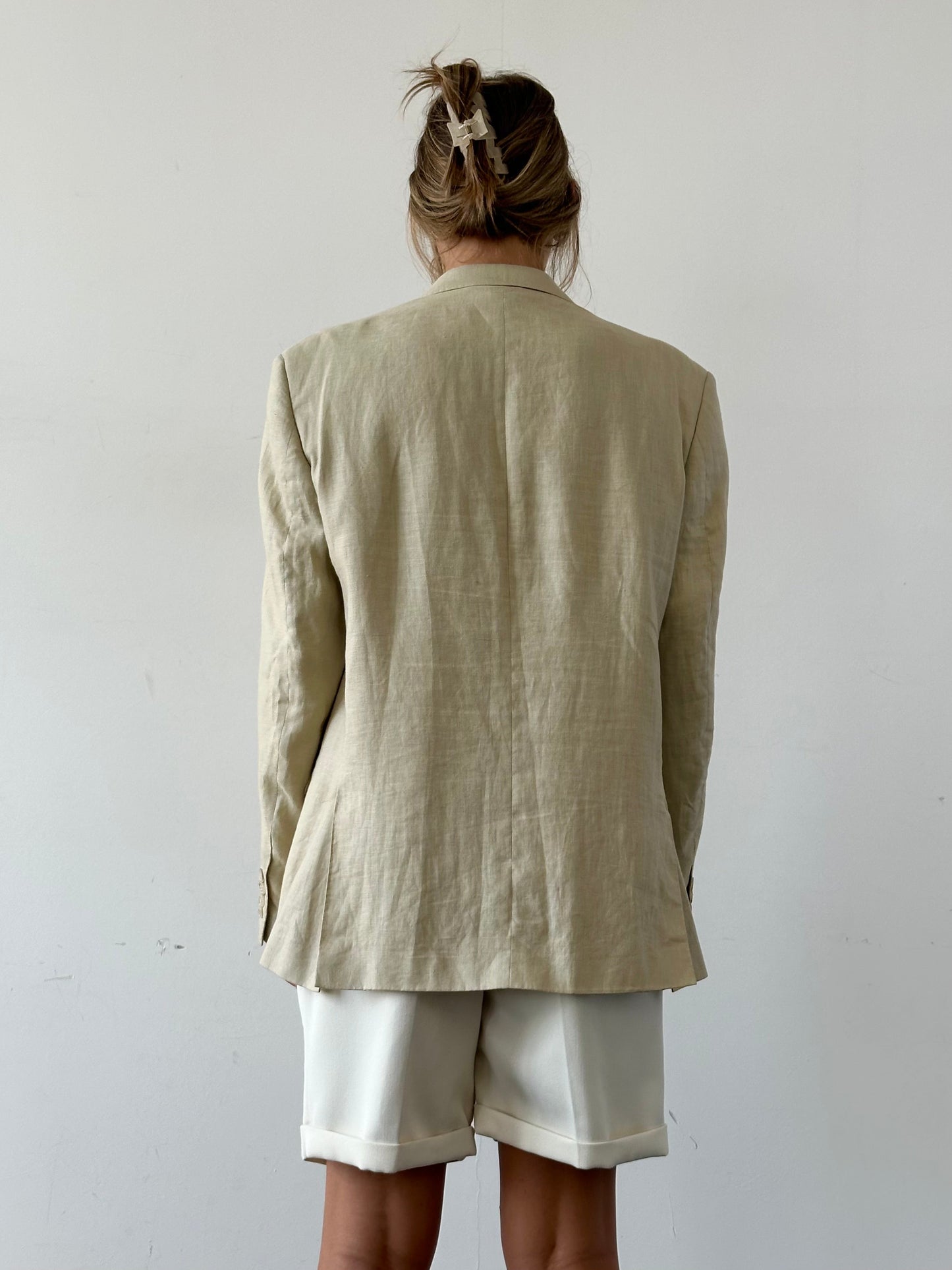 Vintage Pure Linen Single Breasted Blazer - 42R/L