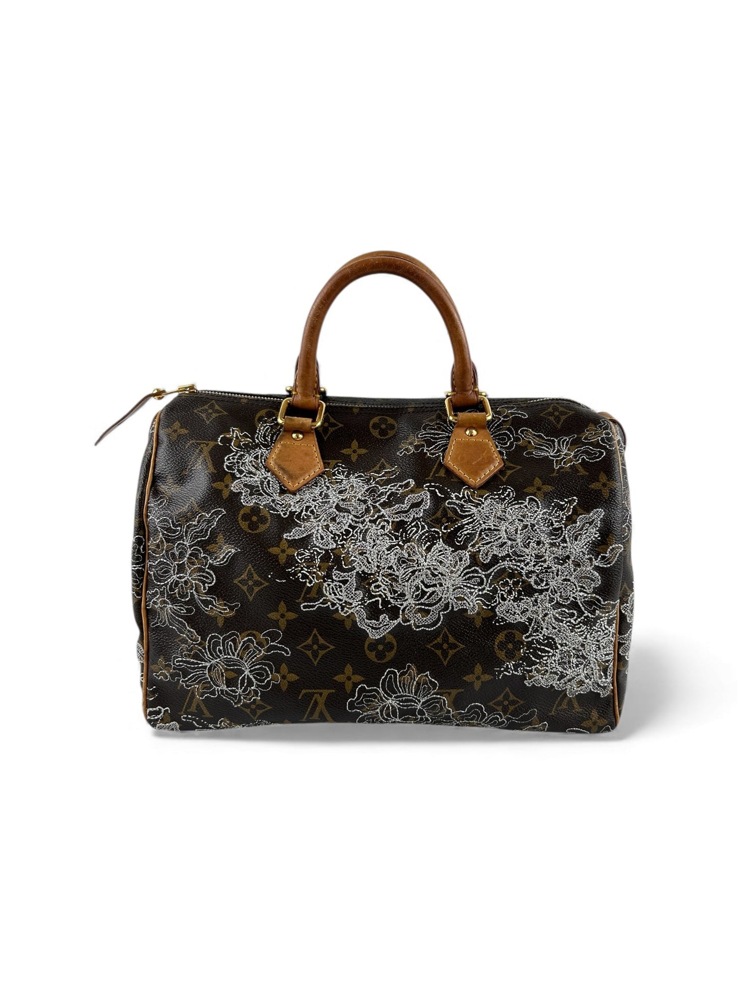 Limited Edition 2007 Louis Vuitton Speedy 30 Dentelle Embroidery Handbag (RARE) | O/S, Gold