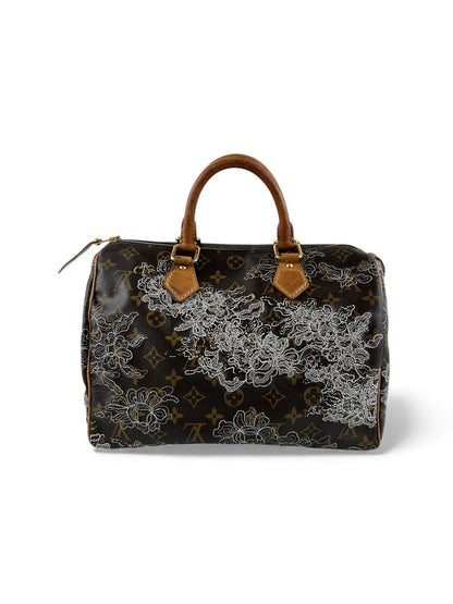 Limited Edition 2007 Louis Vuitton Speedy 30 Dentelle Embroidery Handbag (RARE) | O/S, Gold