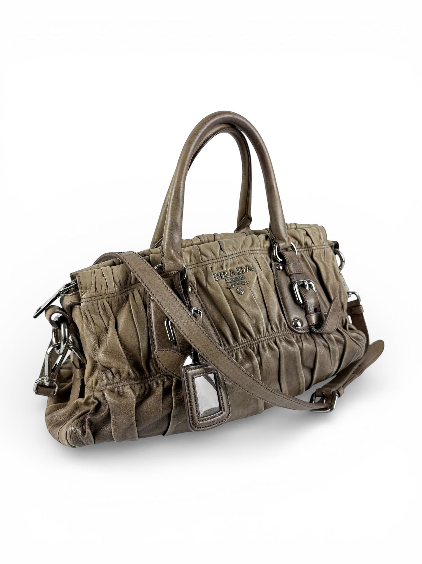 2010s Prada Tessuto Gaufre 2Way Handbag | O/S, Brown