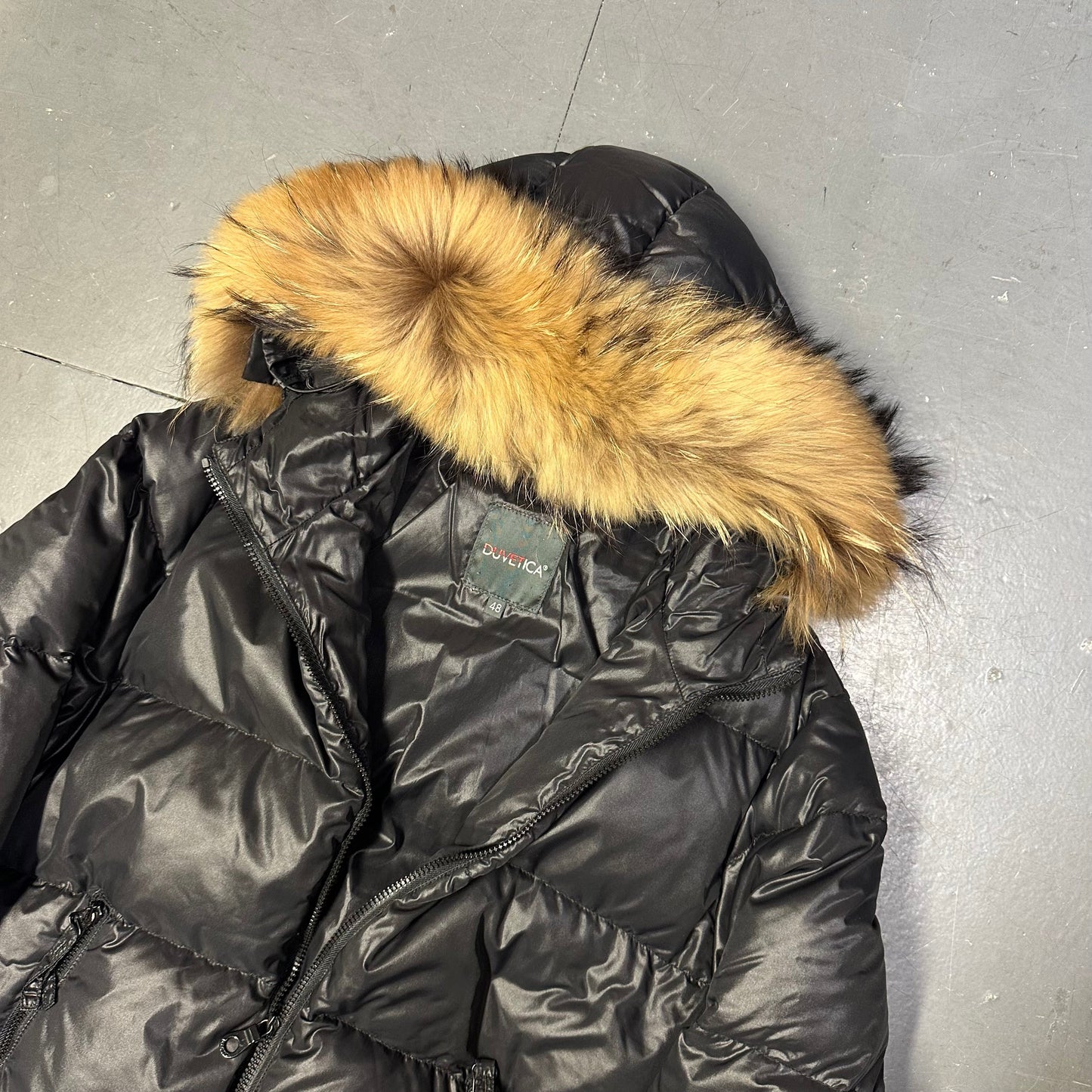 Duvetica Fur Hood Puffer Jacket In Black ( M )