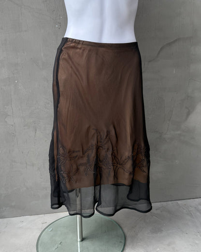 Versace Jeans Couture Double Layer Mesh Midi Skirt – XS/S-on a concrete background