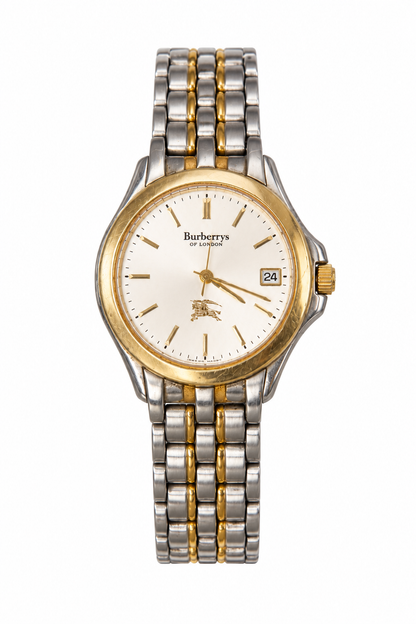 1990's Burberry Stainless Steel Gold Face Watch | O/S, Multicoloured