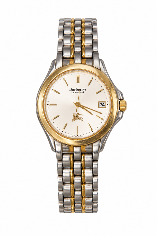 1990's Burberry Stainless Steel Gold Face Watch | O/S, Multicoloured