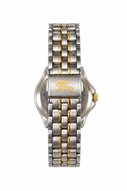 1990's Burberry Stainless Steel Gold Face Watch | O/S, Multicoloured