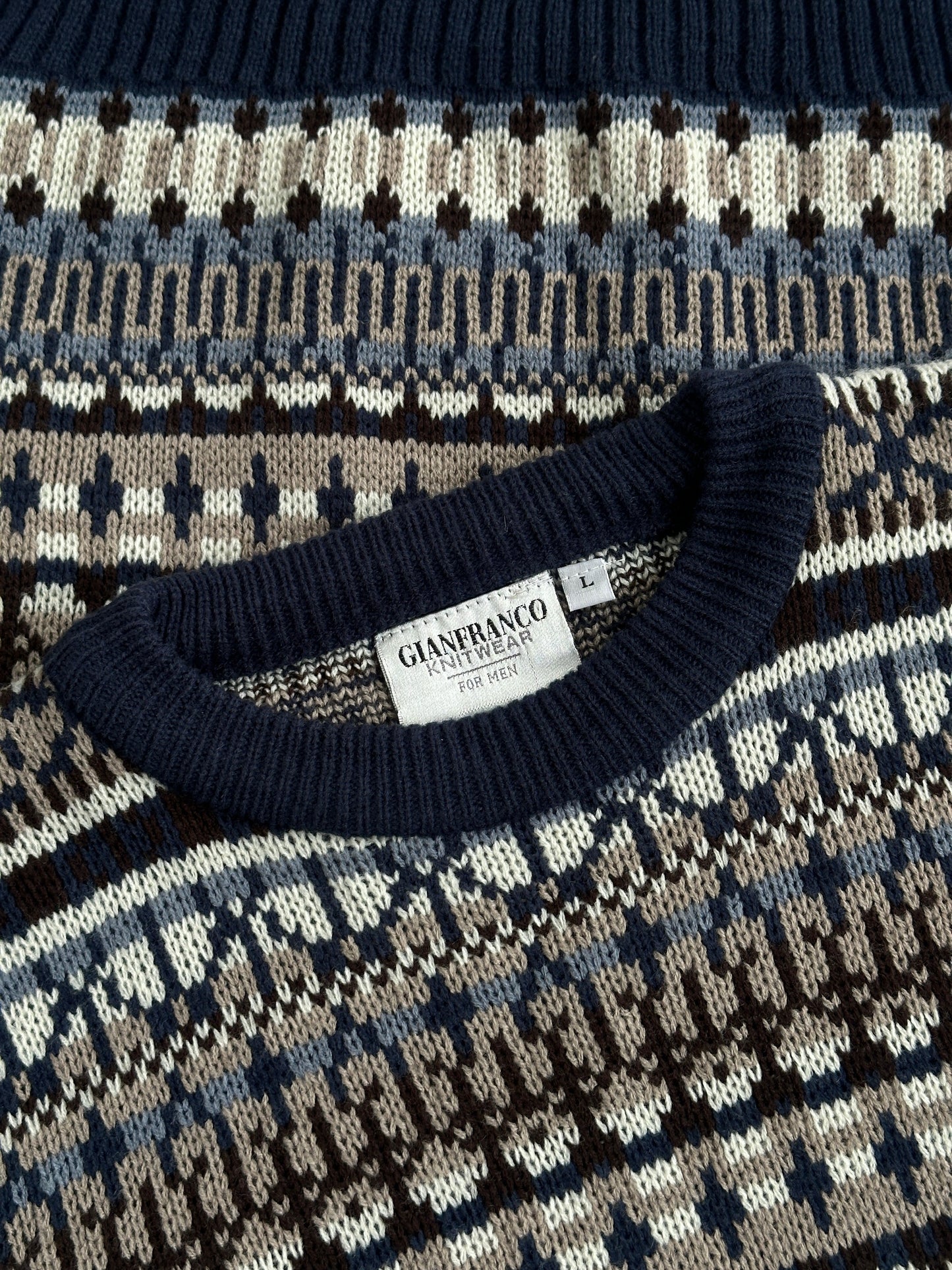 Vintage 1990s Fair Isle Knitted Jumper - L/XL