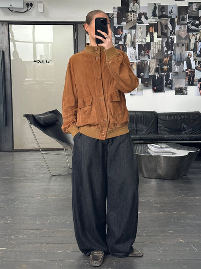 Italian Vintage 1980s Reversible Suede Leather Jacket - L