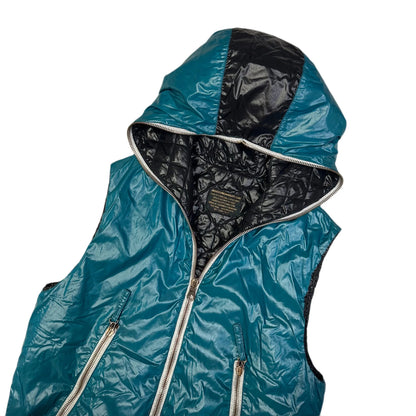 Duvetica Hooded Puffer Gilet In Blue (S) | Small, Blue